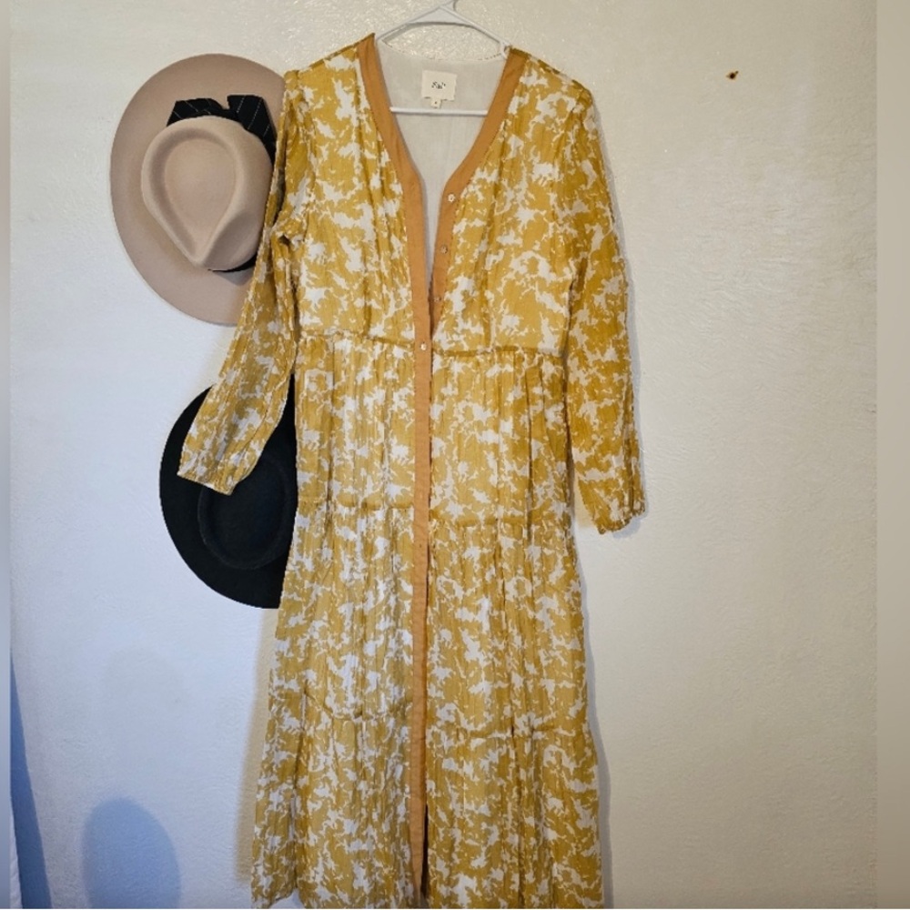 Roolee | Yellow & White | Floral Long Sleeve Maxi Dress - Picture 2 of 11
